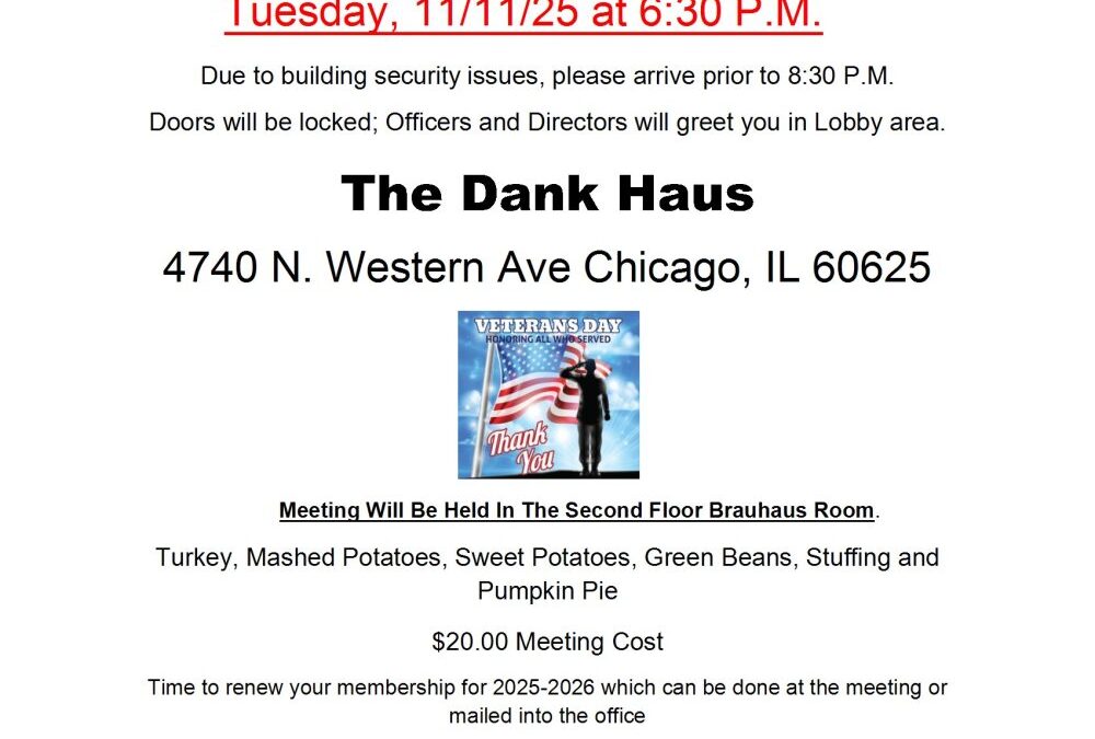 GAPA November Meeting & Veterans Day Dinner